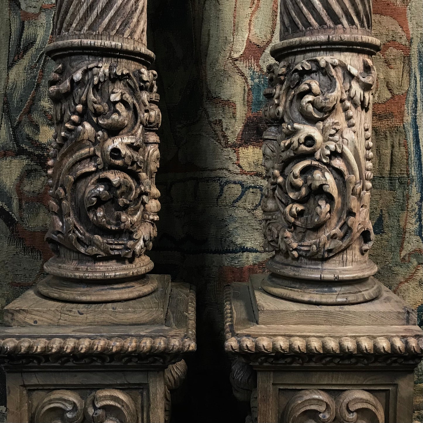 Pair of Ornately Carved Columns c.1650