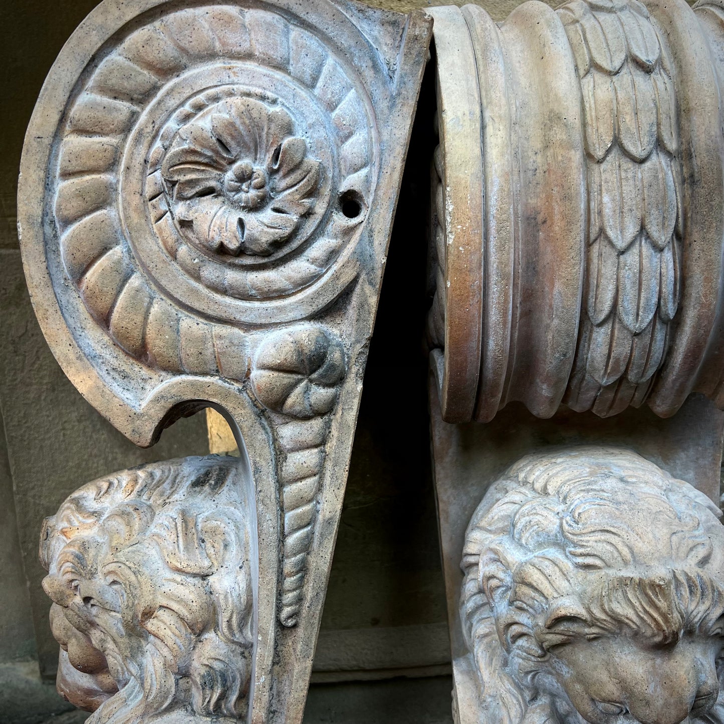 A Pair of ‘Doulton’ Terracotta Lion Corbels c.1890