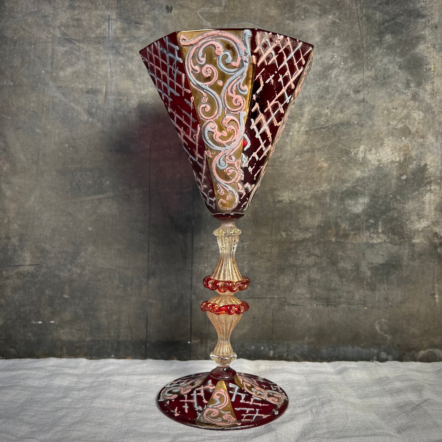 Stunning Collection of Five Venetian Murano Goblets