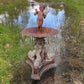 Cast Iron Putti And Dolphin Single Tier Fountain