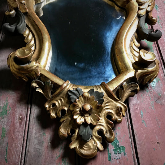 Gilded Cartouche-Form Mirror Late 19th Century.