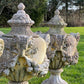 Set of Three Rams Head Urns with Swags