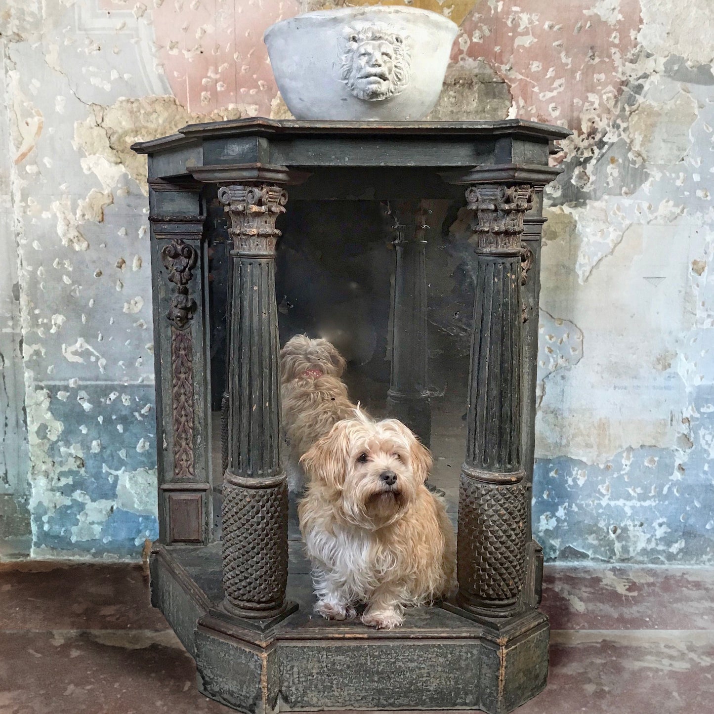 Carved Venetian Console with Mercury Mirror