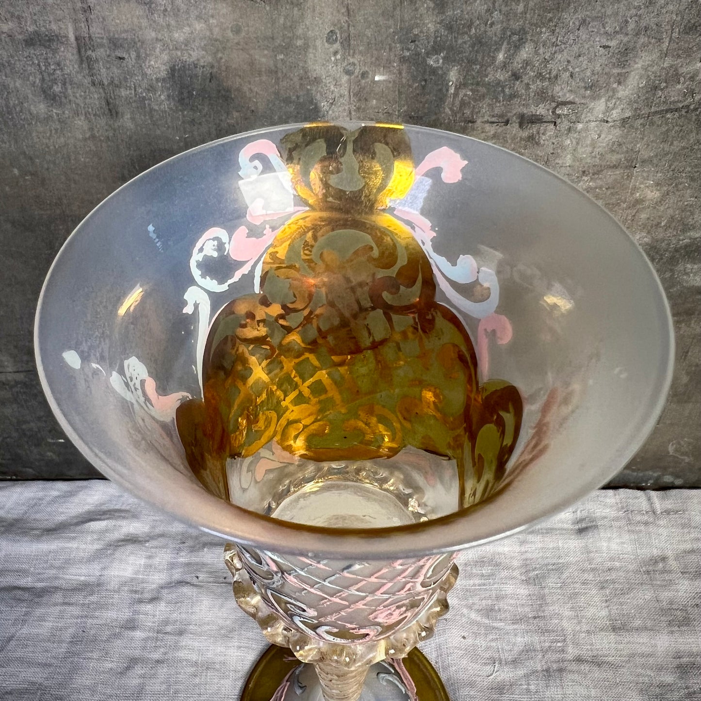 Stunning Collection of Five Venetian Murano Goblets