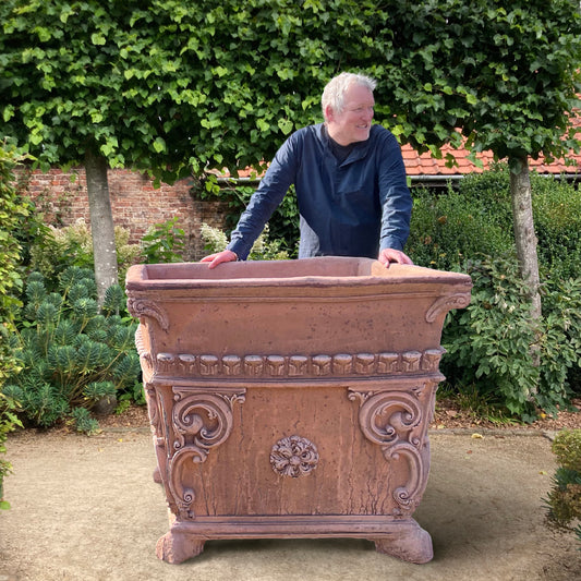 Pair of Grand Scale Terracotta Square Planters