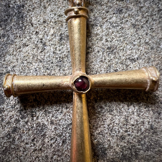 Byzantine Gold Cross With Garnet Pendant c.600 A.D.