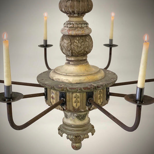 English Chandelier with Blacksmith Made Arms c.1780