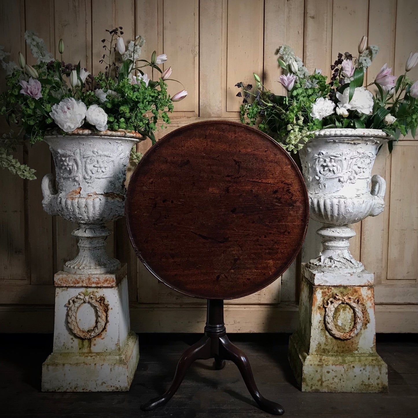 English Georgian Tilt Top Bird Cage Wine Table