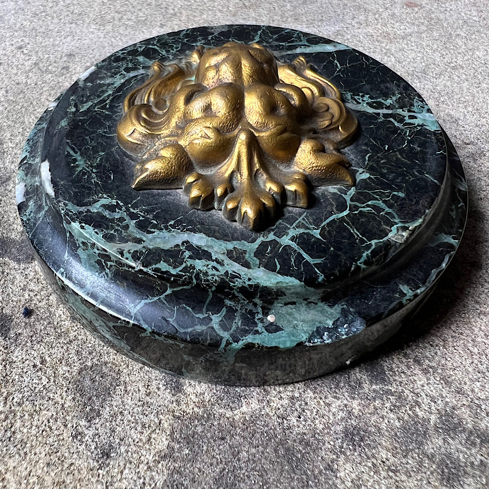 Gilt Bronze Lion & Verde Antico Marble Paperweight c.1820