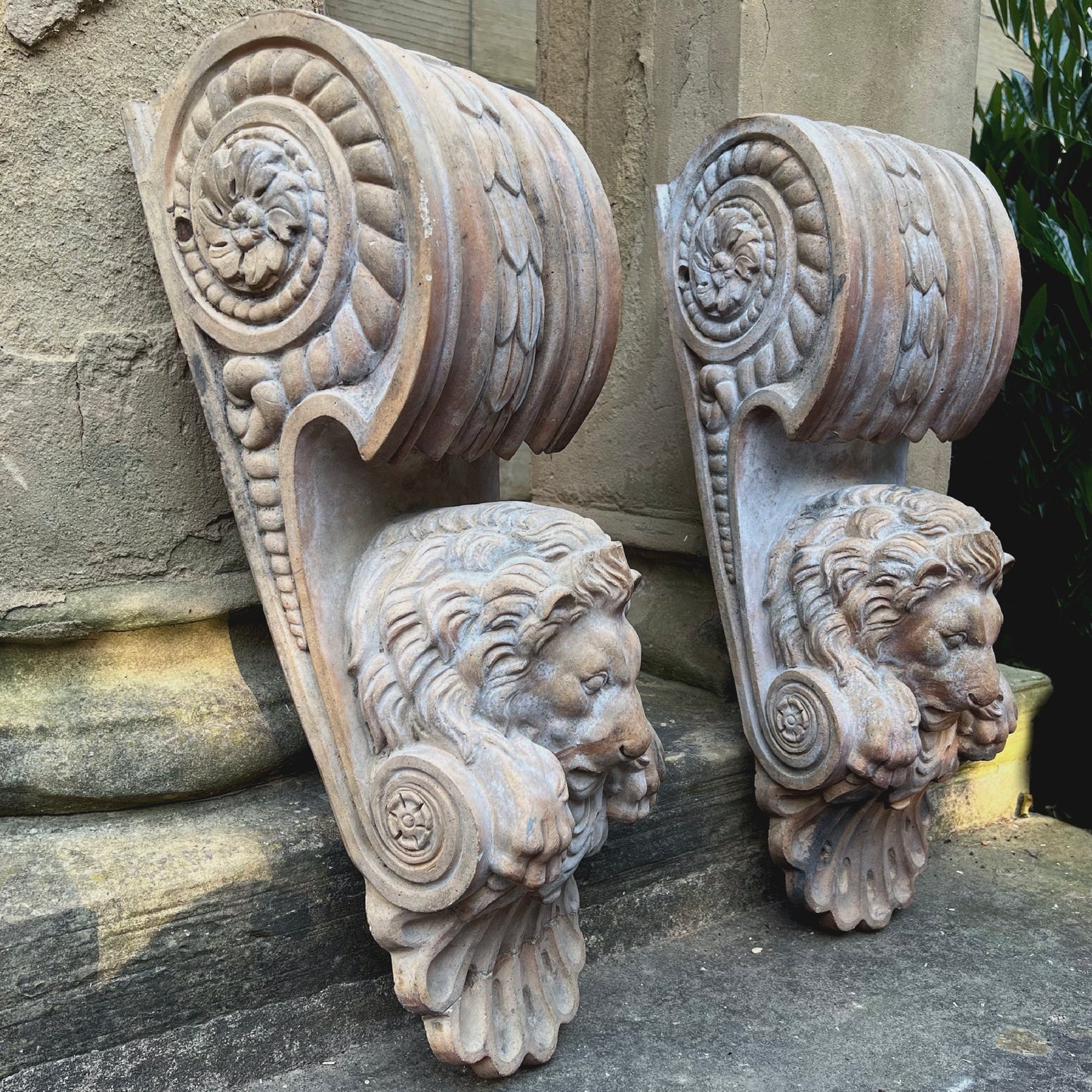 A Pair of ‘Doulton’ Terracotta Lion Corbels c.1890