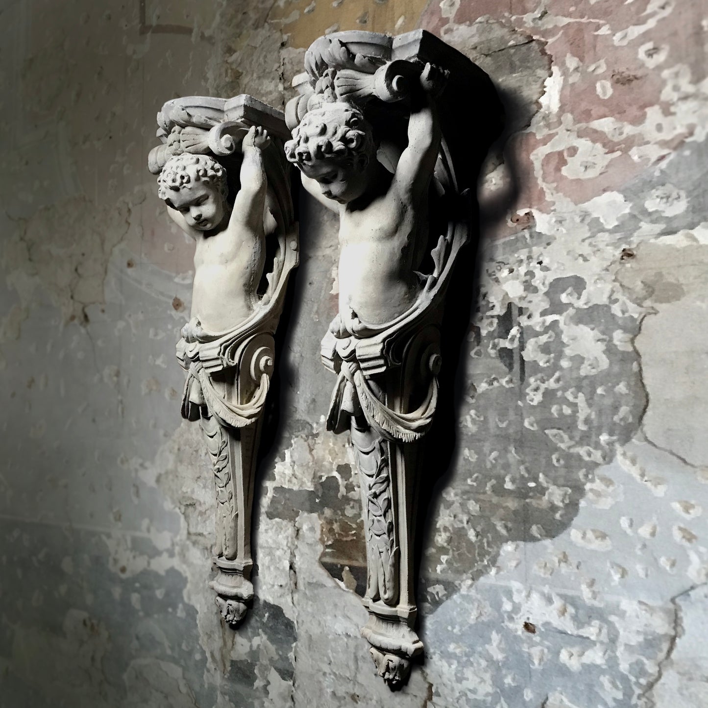 Pair of Cherub Caryatids