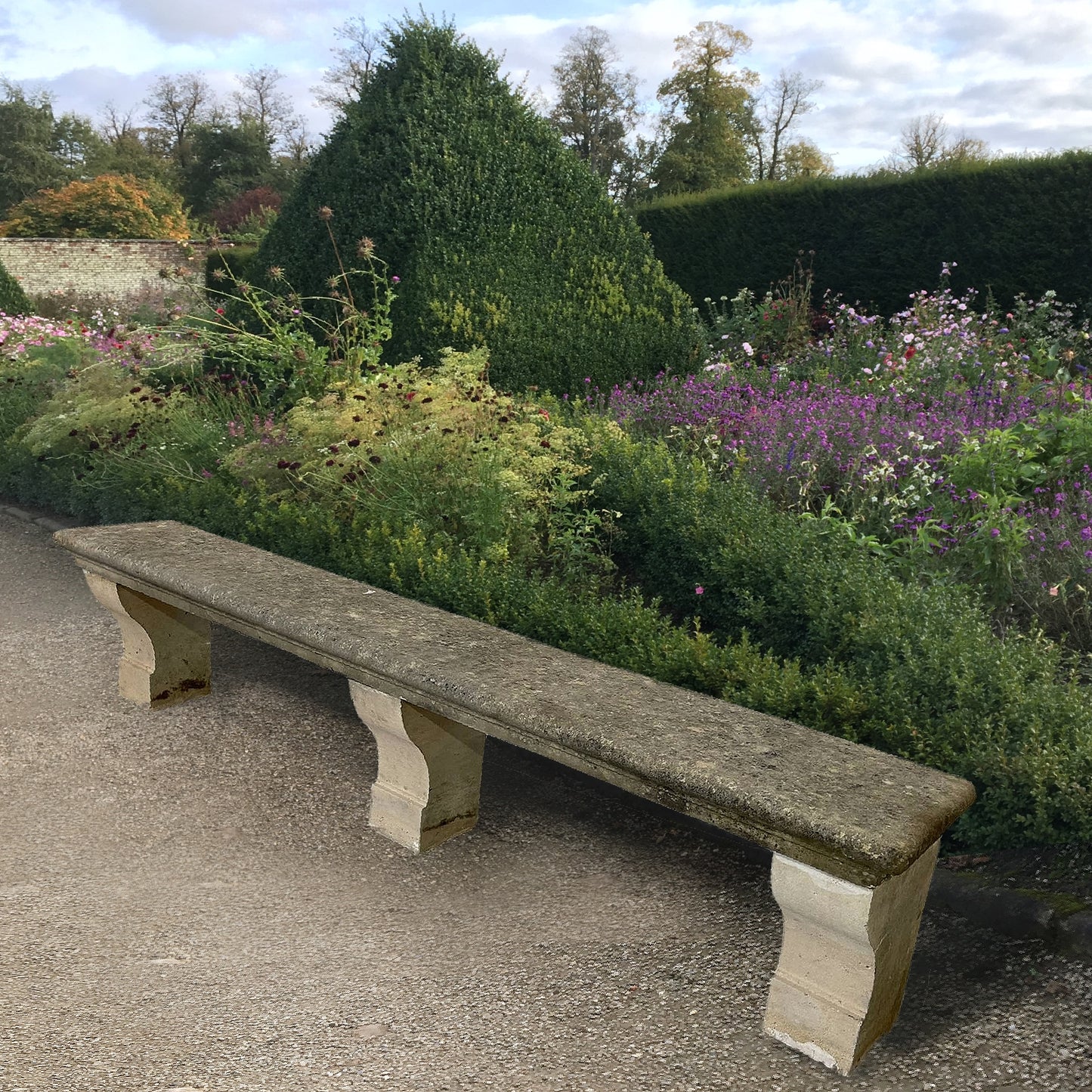 A Pair of French Loire Valley Carved Stone Benches from Tudery Vineyard