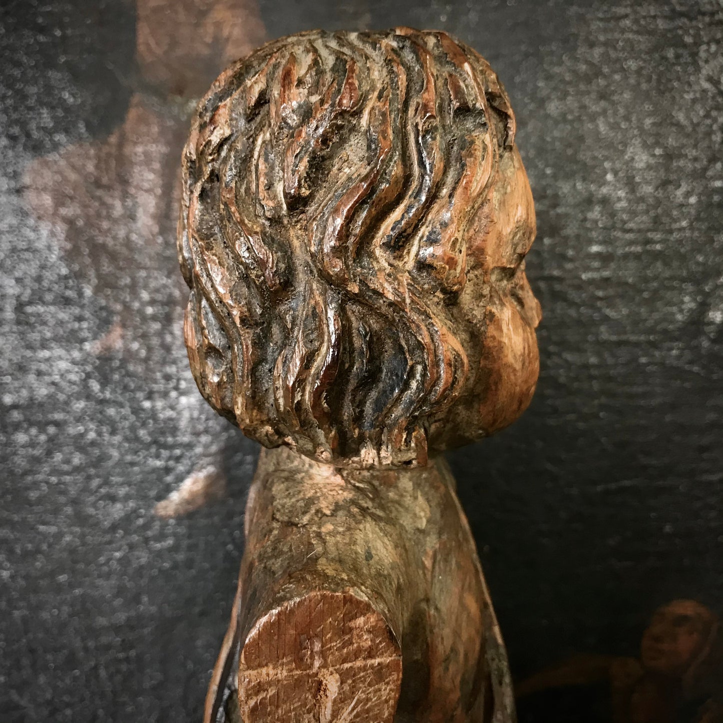 Early Carved Wooden Figure of Saint John the Baptist 13th Century