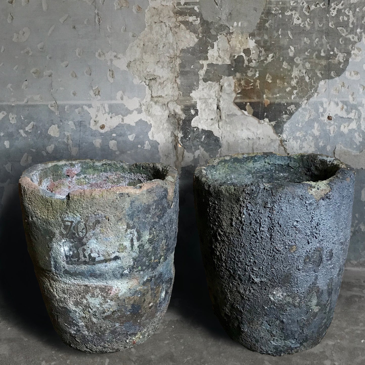 A Pair of Copper Foundry Crucibles