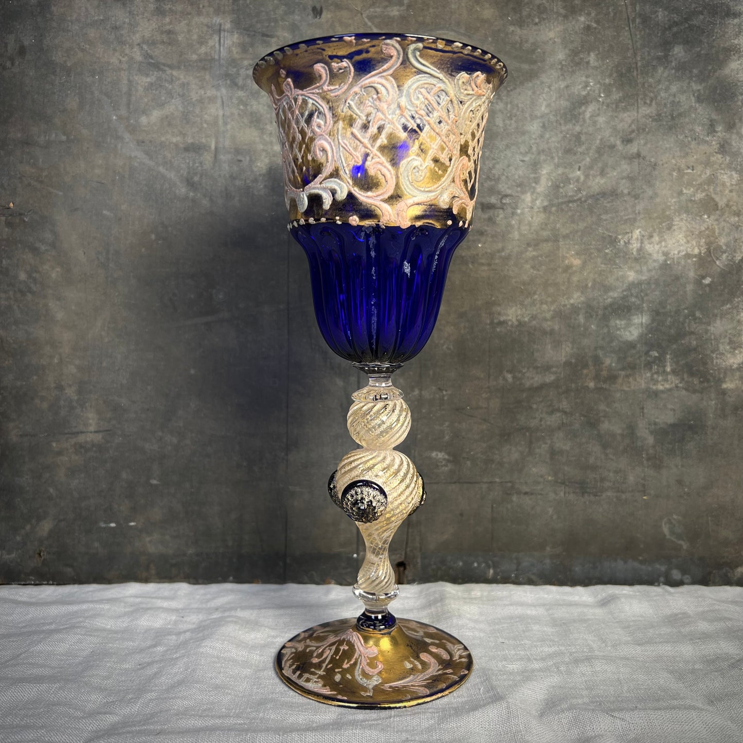 Stunning Collection of Five Venetian Murano Goblets