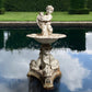 French Mid-20th Century Cast Iron Putti & Carp Fountain