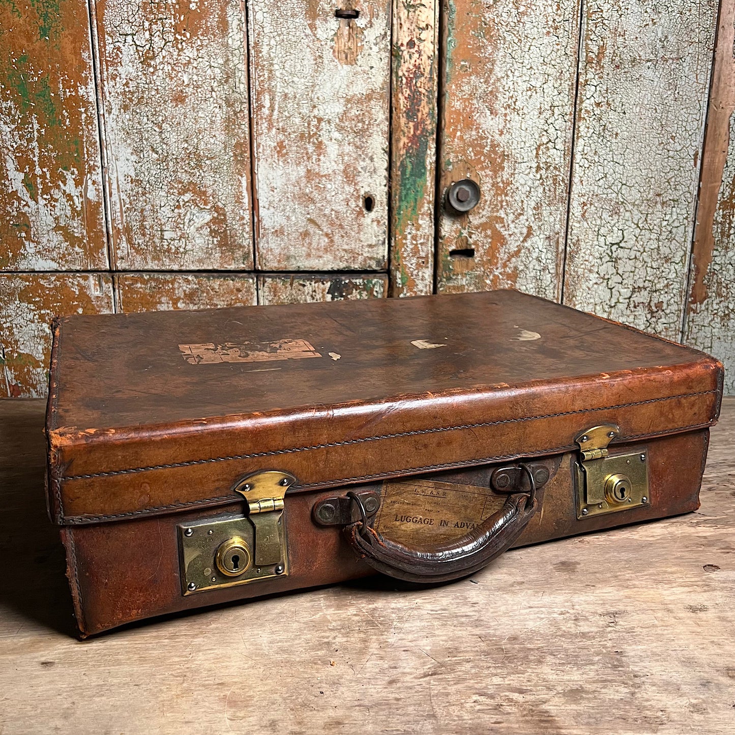 Edwardian Leather Suitcase or Travelling Case c.1910