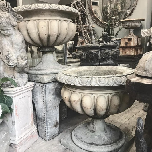 Pair of Large Scale Vintage Composite Urns