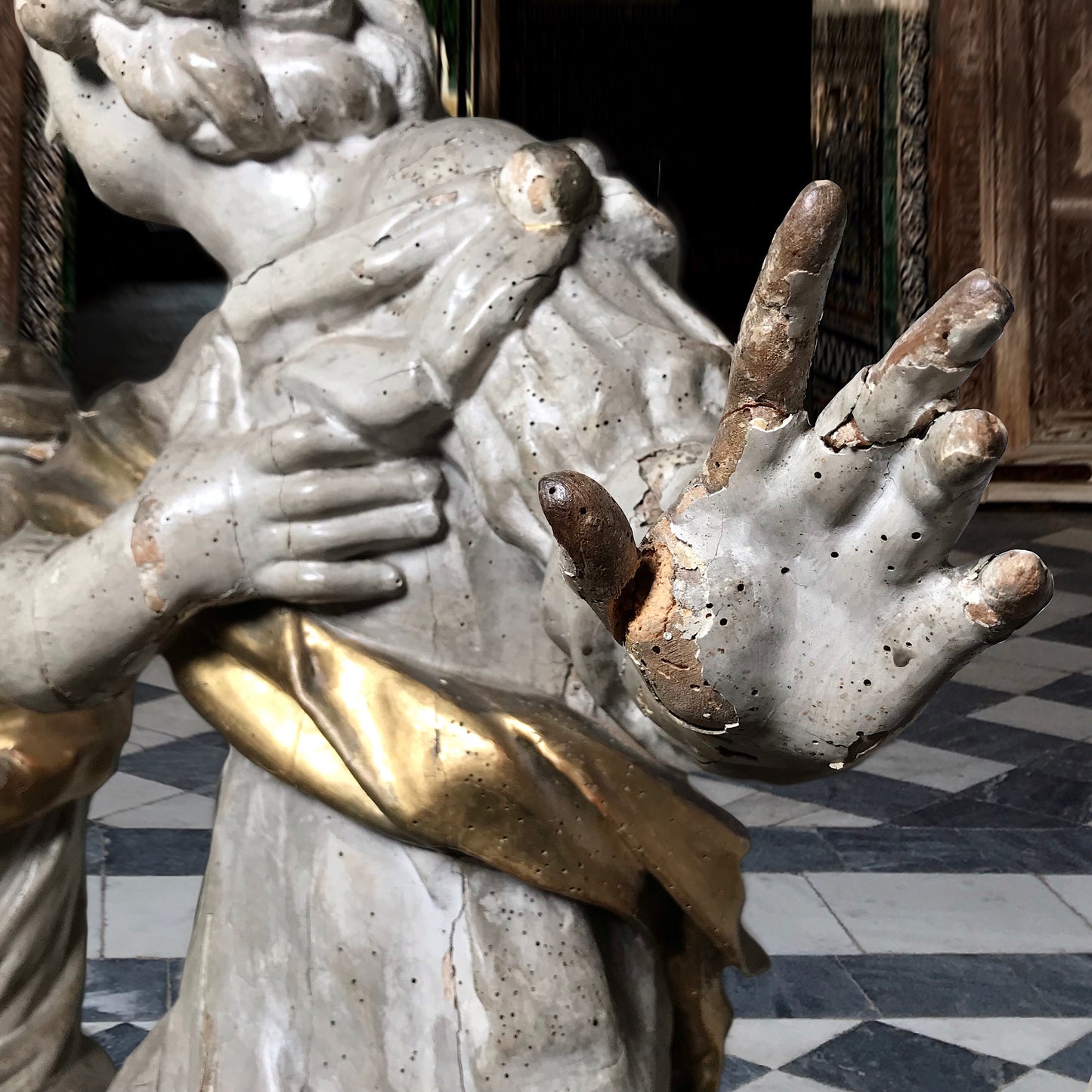 Pair of Exceptional Venetian Polychrome Angels Late 17th Century