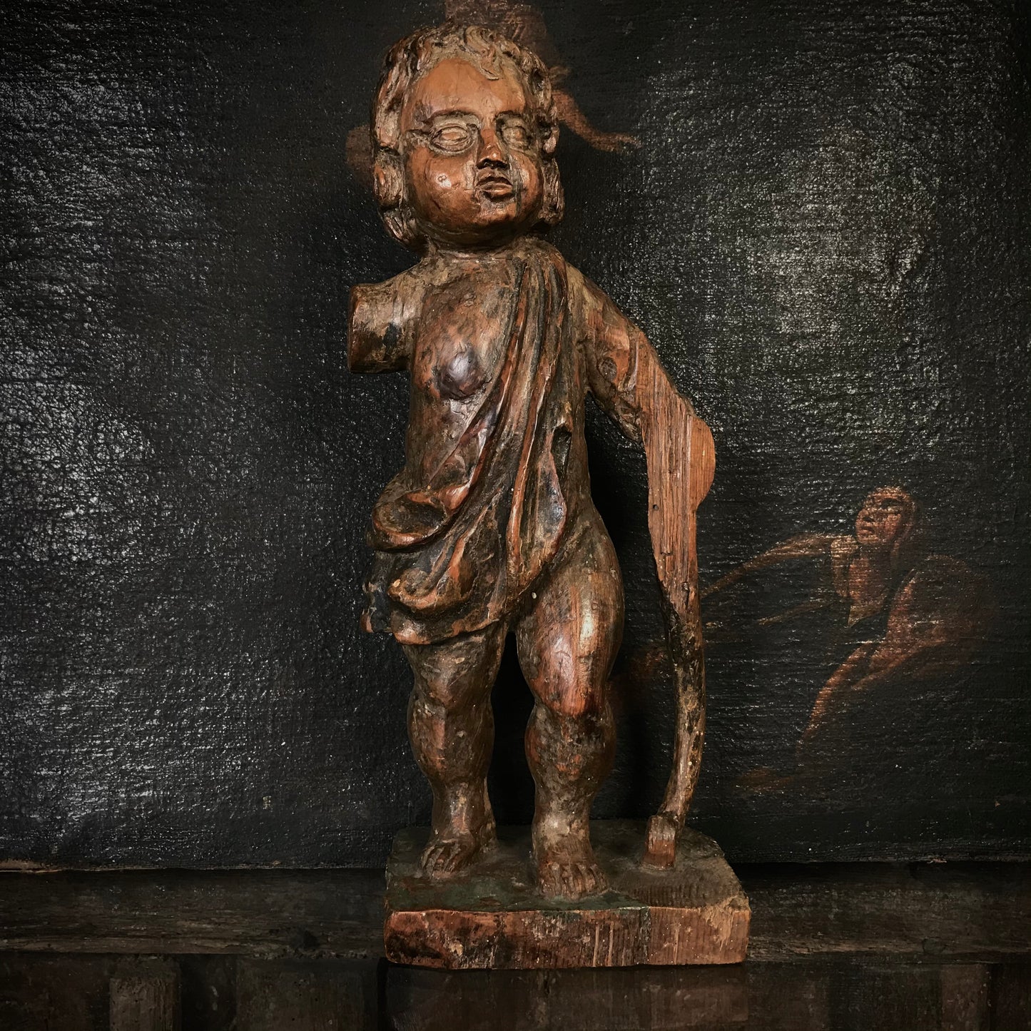 Early Carved Wooden Figure of Saint John the Baptist 13th Century