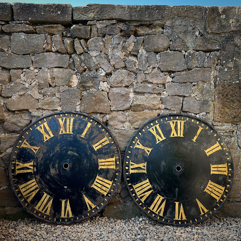 Pair Clock Faces from St Bartholomew’s Church in Arkendale, Nr Knaresborough, N. Yorks