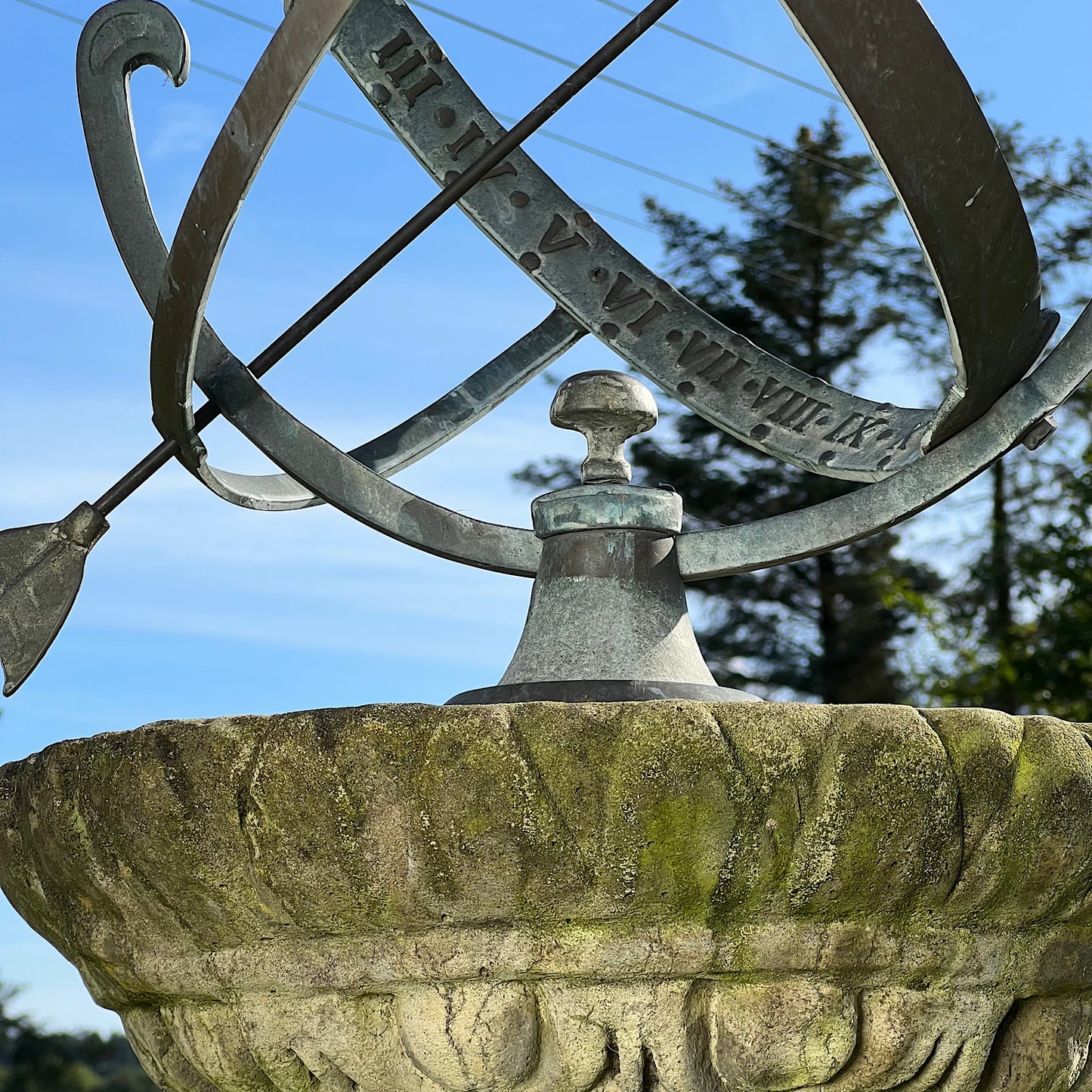 Armillary Sphere on Baluster Form Classical Pedestal