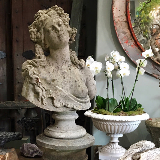 Bacchante Nymph Bust and pedestal