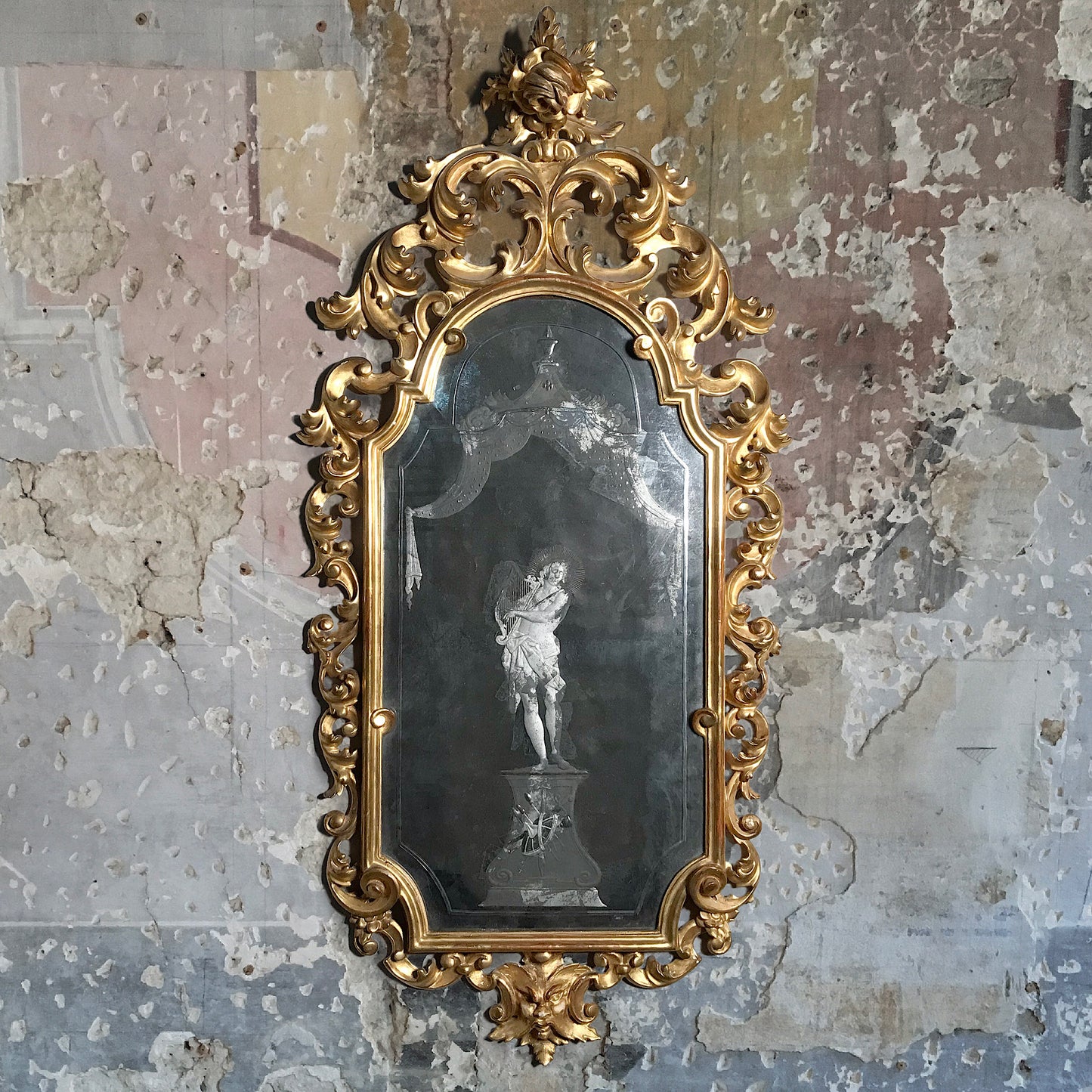 Venetian Murano Glass Engraved Mirror depicting Apollo c.1790