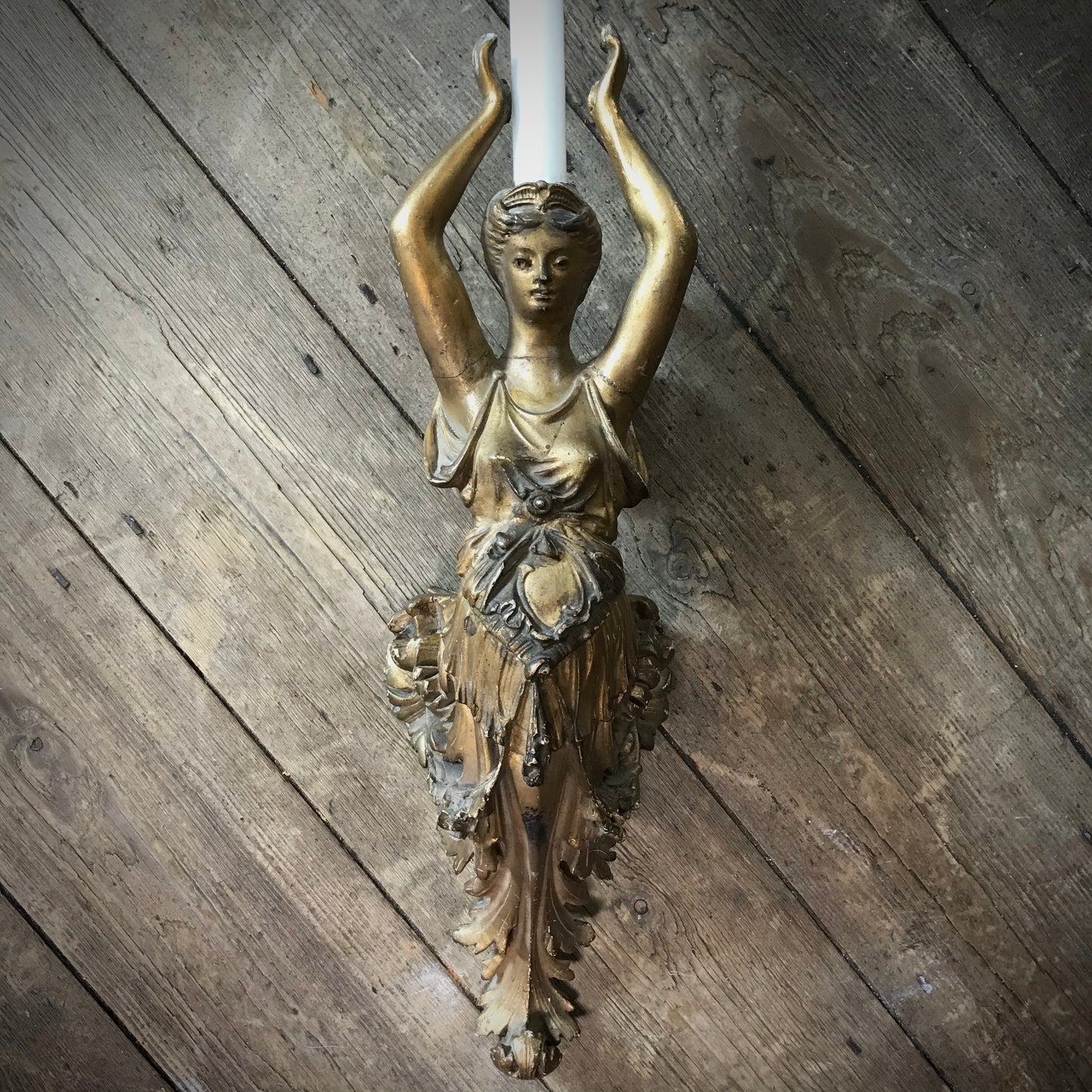 French Art Nouveau Fairy Maiden Candle Sconce c.1890