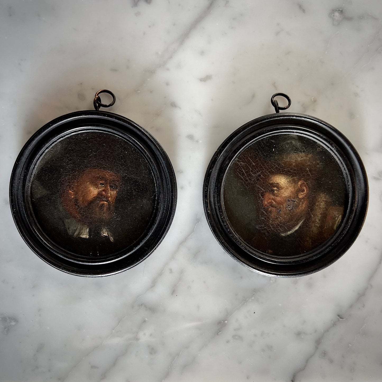 Pair of 17th Century Dutch Miniature Portrait Roundels