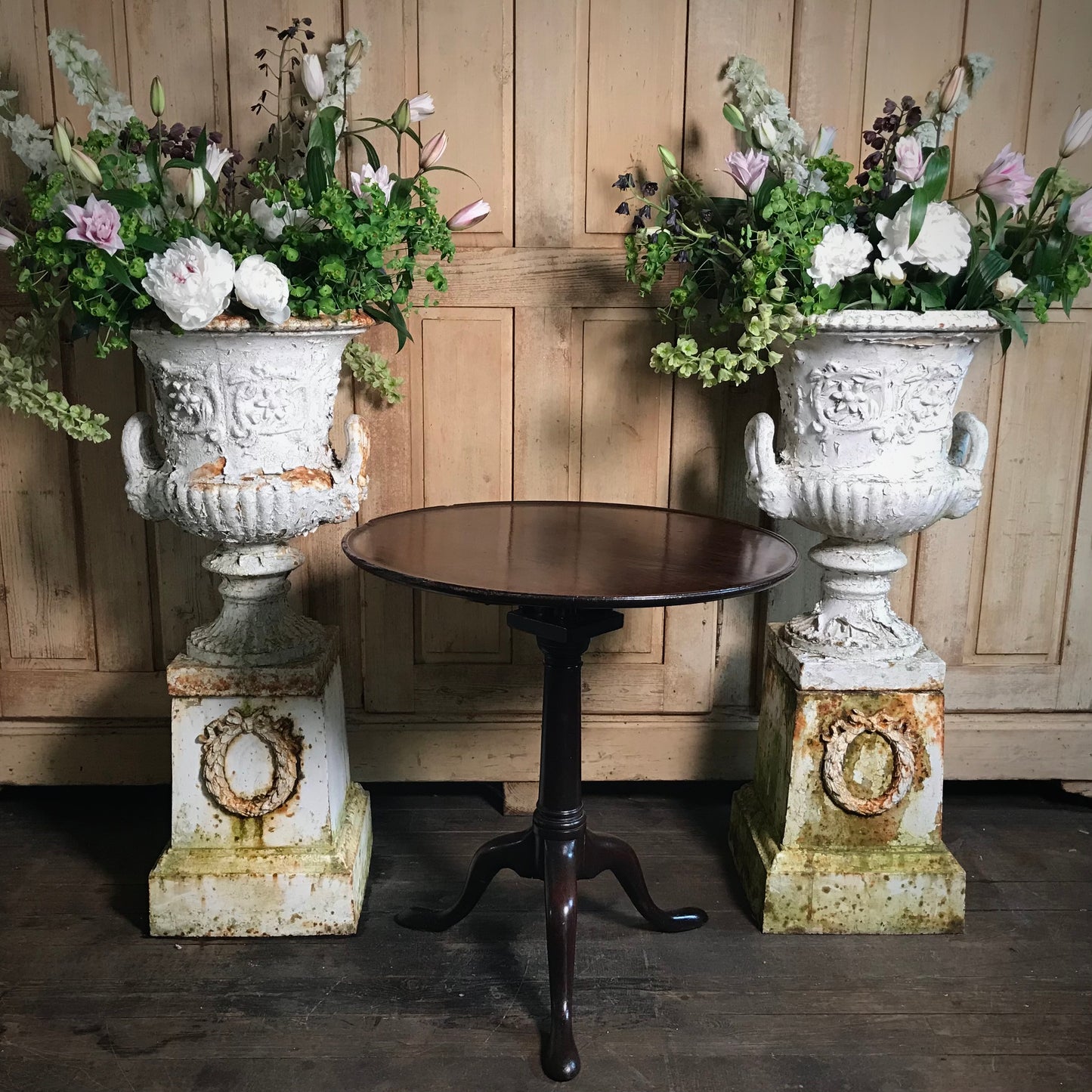 English Georgian Tilt Top Bird Cage Wine Table