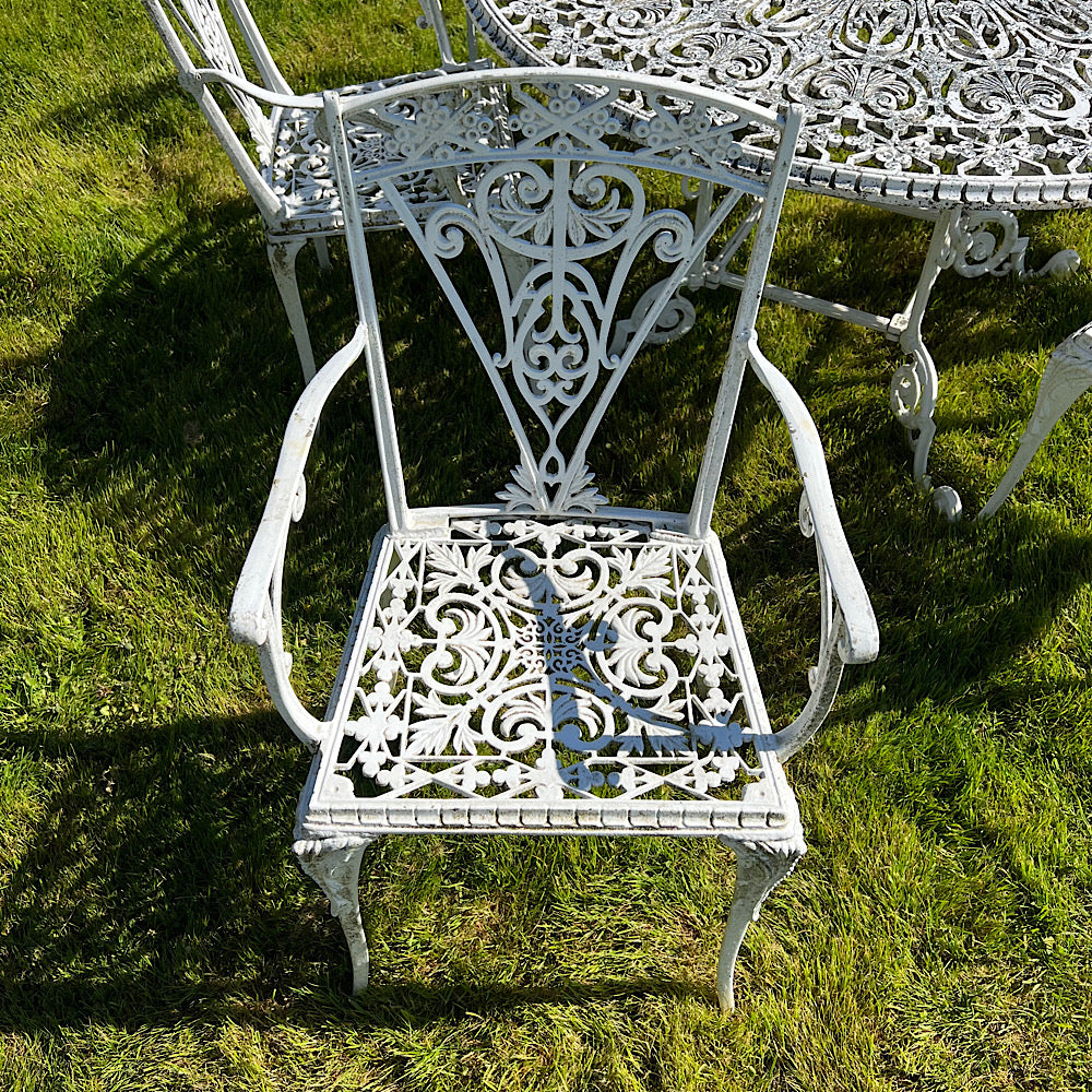 Victorian Round Garden Set with 6 Chairs in Aluminium, from Crowe Hall, Bath