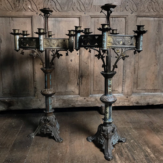 Pair of French Neo-Gothic Altar Candelabra c.1860