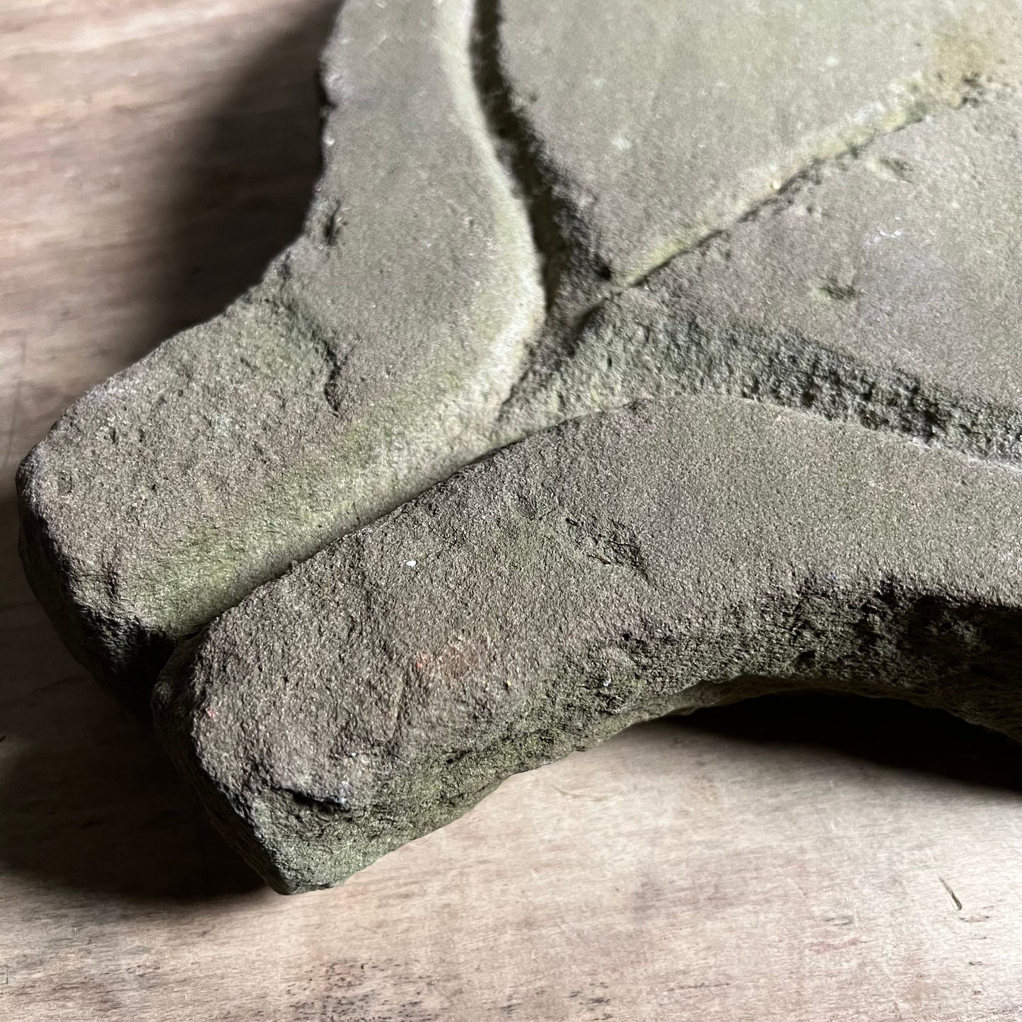 Primitive Carved Stone Cheese Press as Platter c.1880 or earlier