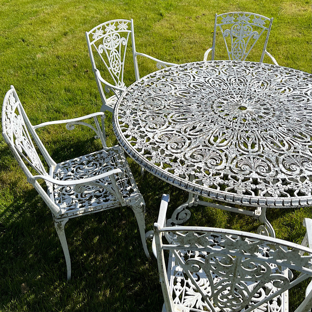 Victorian Round Garden Set with 6 Chairs in Aluminium, from Crowe Hall, Bath