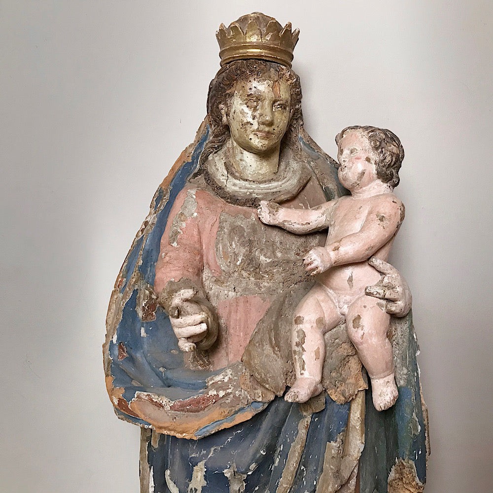 Polychrome Wooden Virgin and Child c.1500