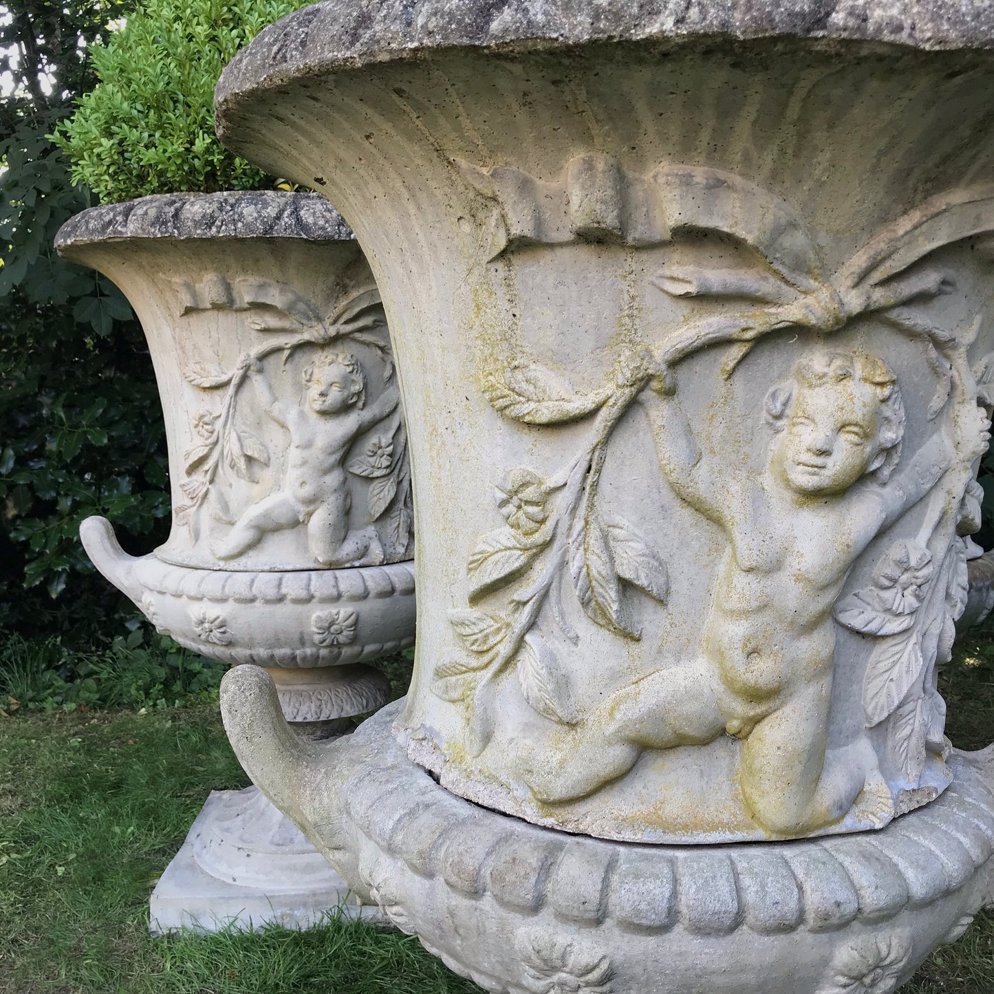 Set of 8 Dancing Putti Campana Urns