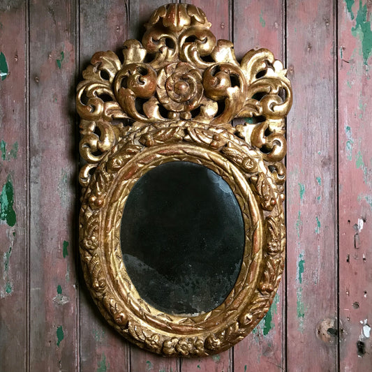 Italian Baroque Giltwood Oval Wall Mirror c.1740