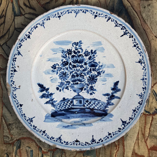 Large 18th Century Blue & White Delft Charger c.1780