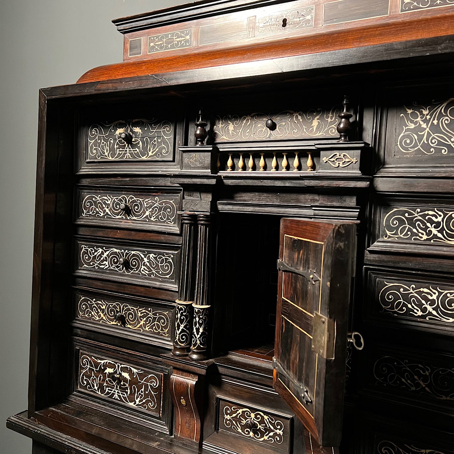 Italian Ebonised and Ivory Inlaid Cabinet on Stand c.1680