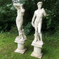 David and Shy Maiden Statue Pair on Columns