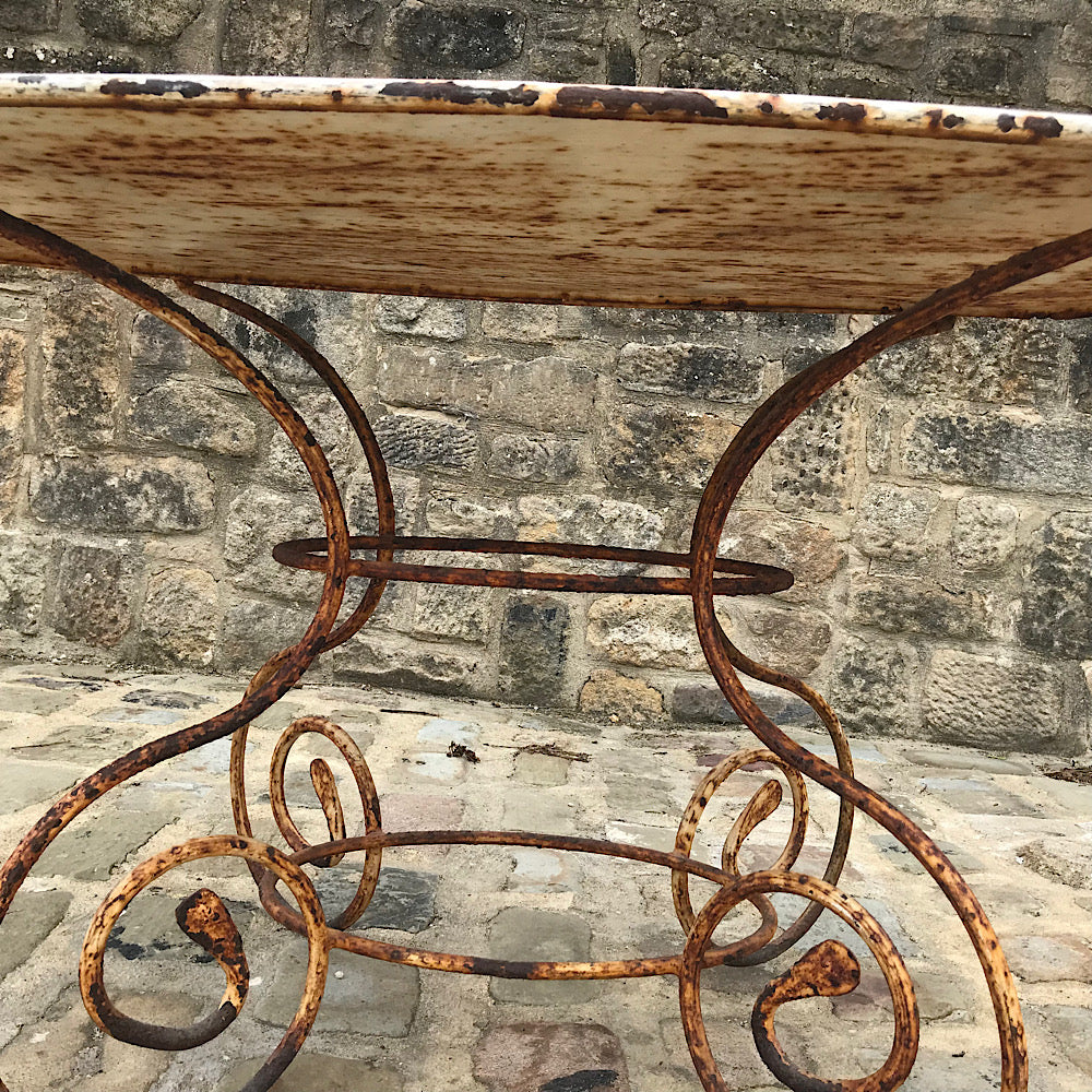 Large French Wrought Iron Oval Garden Table 19th Century