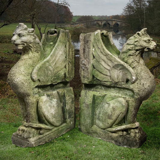 Limestone Griffons c.1900s
