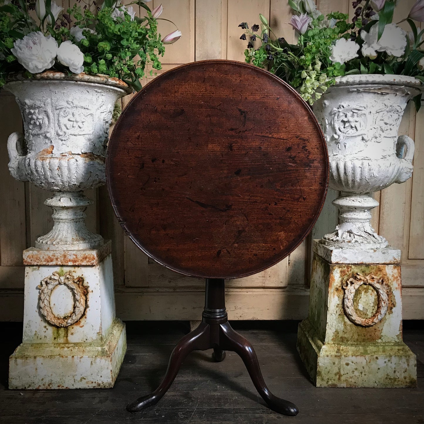 English Georgian Tilt Top Bird Cage Wine Table