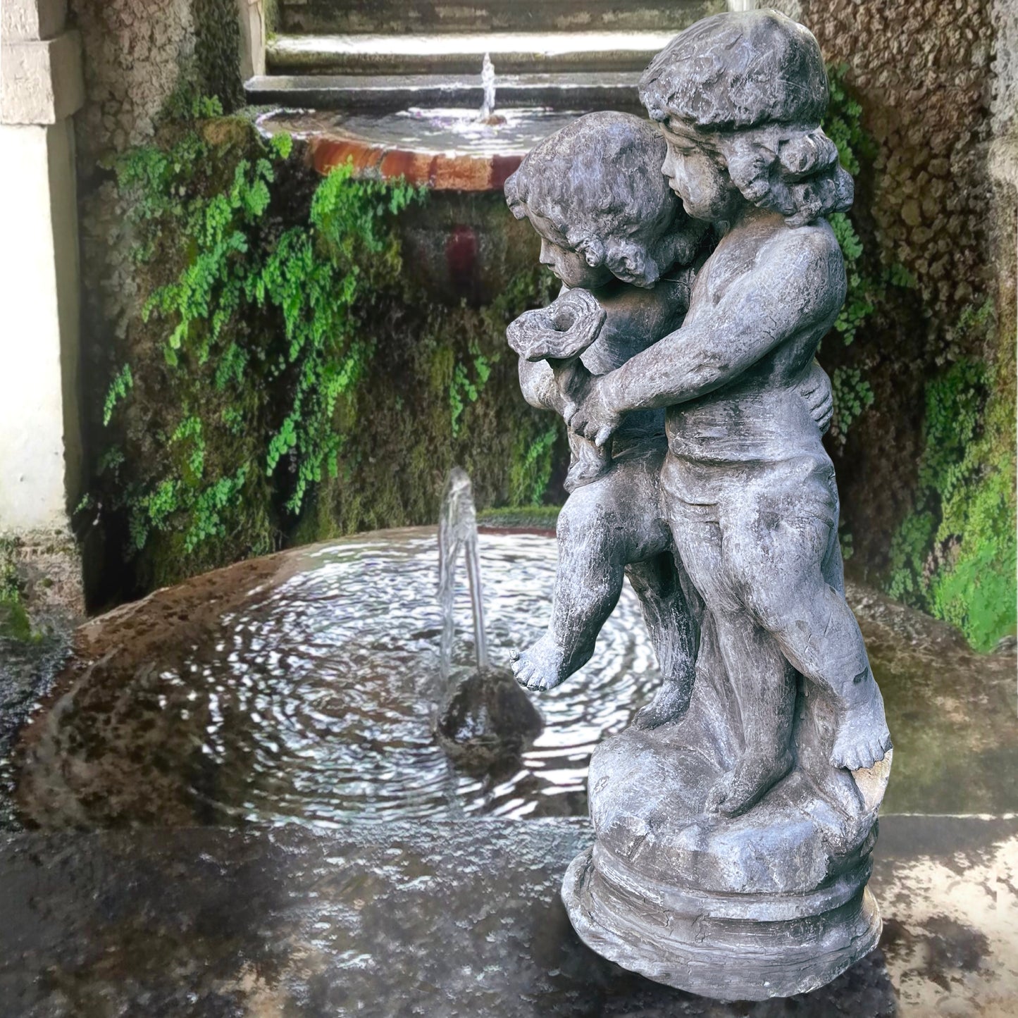 Lead Putti Duo Fountain c.1860