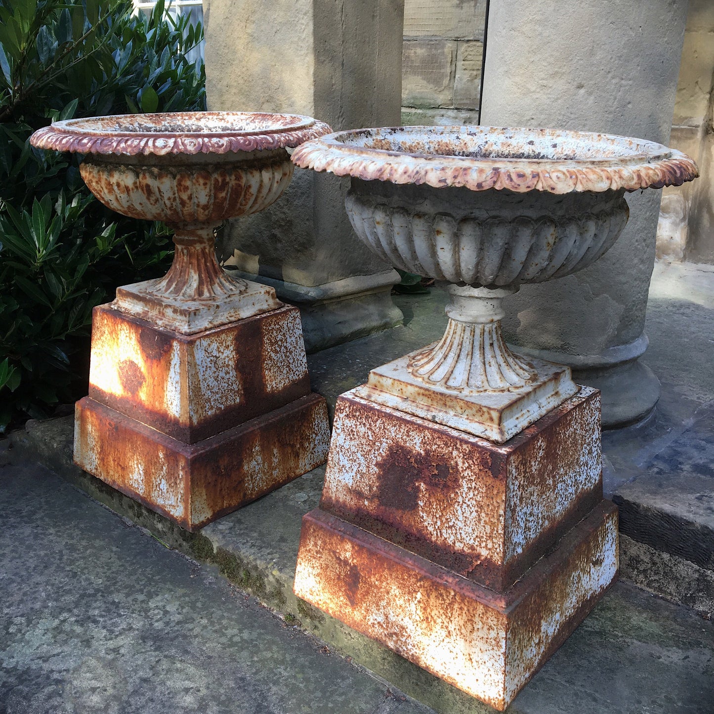 Pair of Classic Victorian Urns on Pedestals