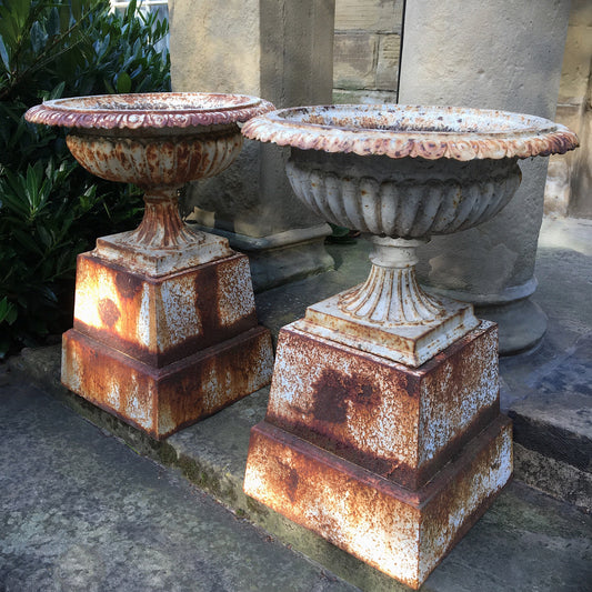 Pair of Classic Victorian Urns on Pedestals