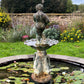 French Bronze Boy Holding Carp Fountain