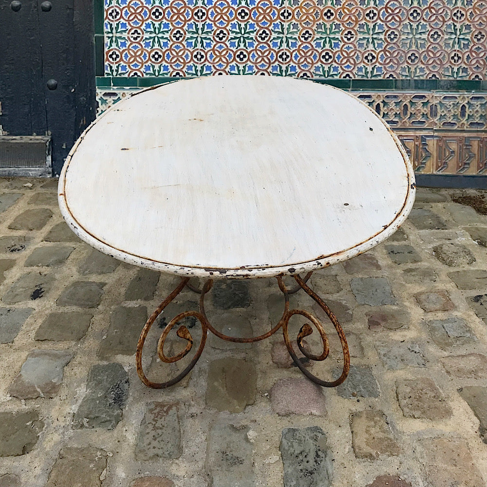 Large French Wrought Iron Oval Garden Table 19th Century