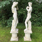 David and Shy Maiden Statue Pair on Columns